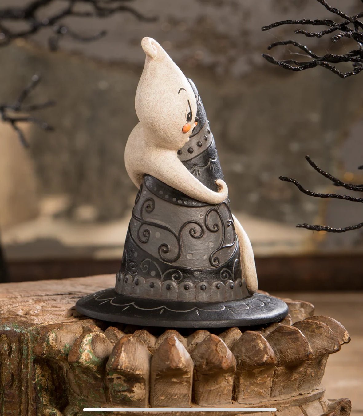 Bethany Lowe folk art Halloween Johanna Parker Hugga - Boo Hat Spook JP3030 - The Primitive Pineapple Collection