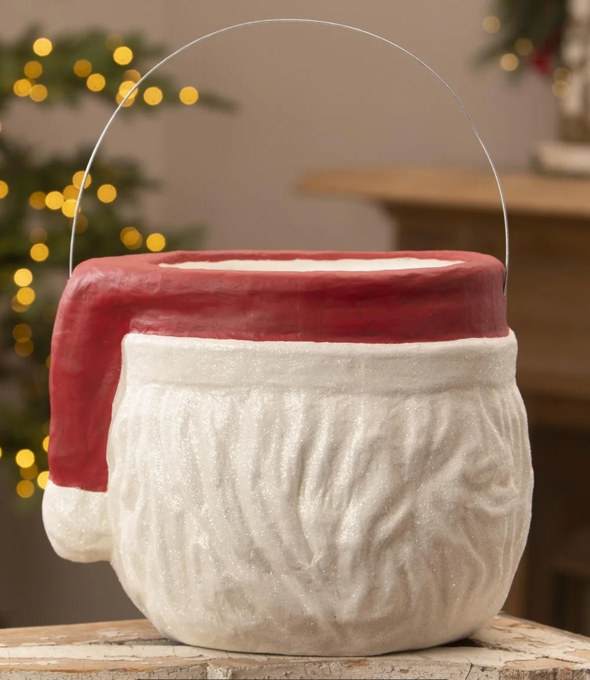 Bethany Lowe Christmas 13.75” Retro Winking Santa Bucket TJ3322 - The Primitive Pineapple Collection