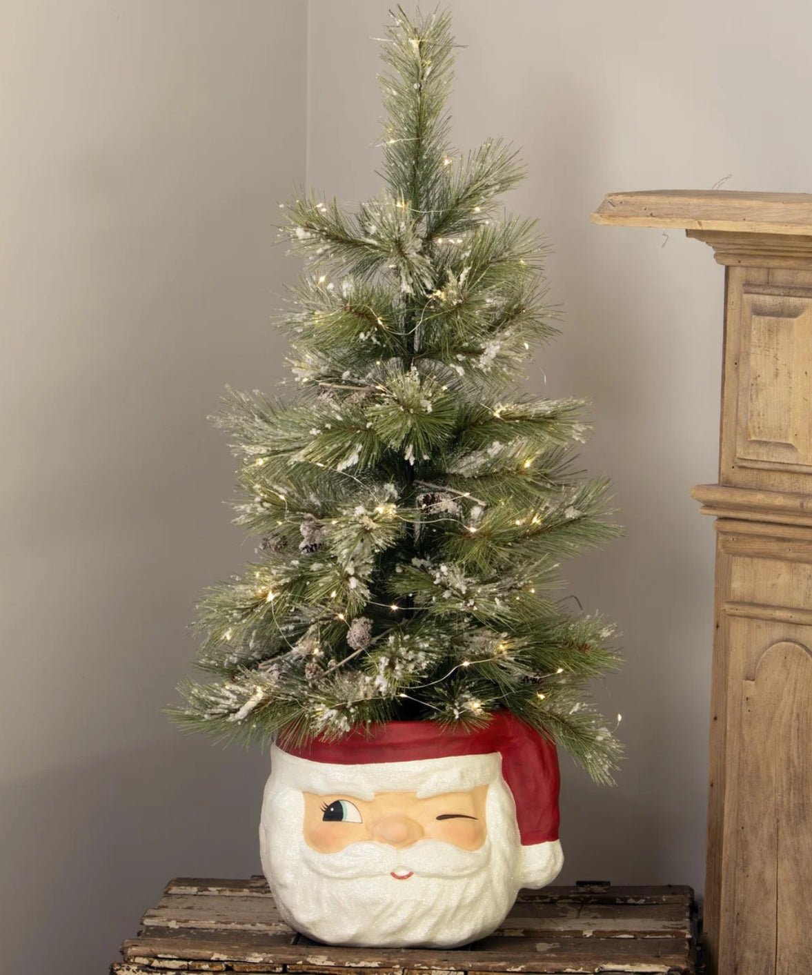 Bethany Lowe Christmas 13.75” Retro Winking Santa Bucket TJ3322 - The Primitive Pineapple Collection