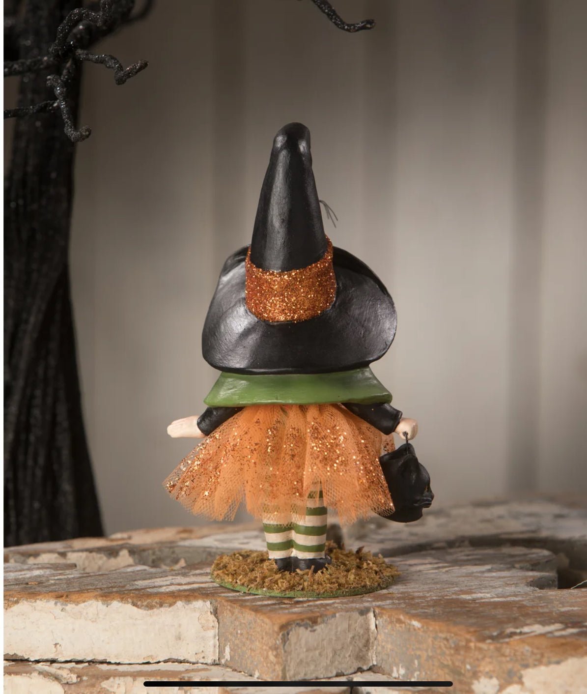 Bethany Lowe Halloween Little Lavinia Witch with Spider TD1199 - The Primitive Pineapple Collection