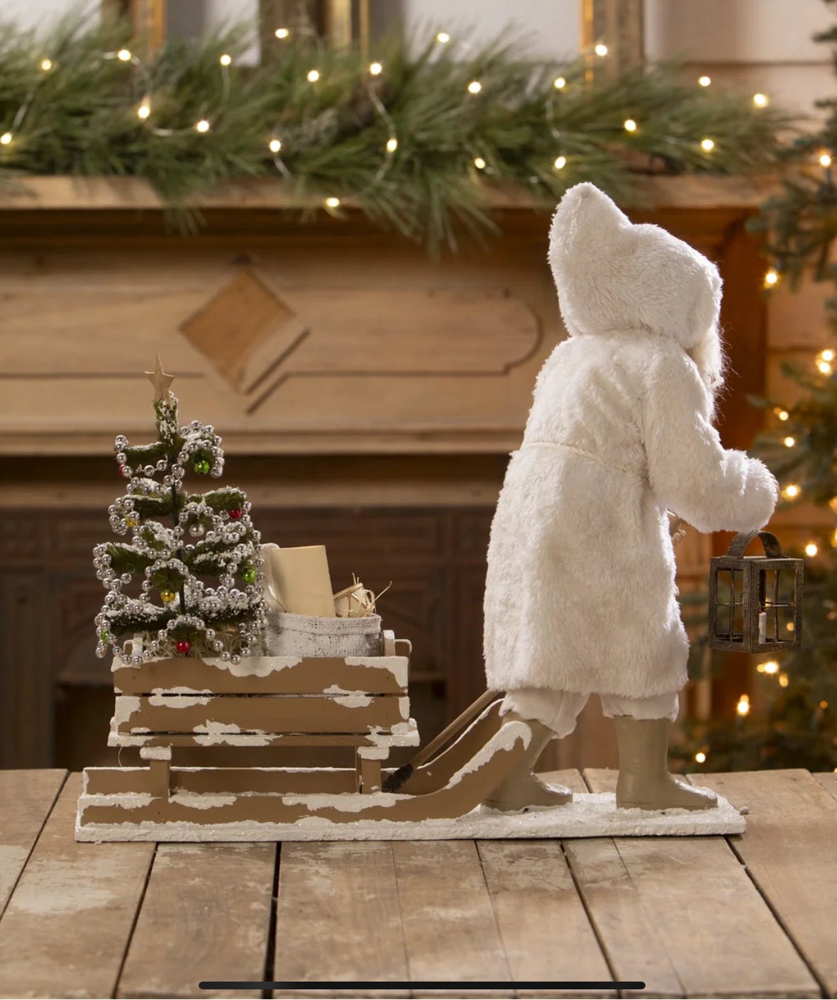 Bethany Lowe Christmas Vintage 21.25” Santa Pulling Sled TD3164 - The Primitive Pineapple Collection