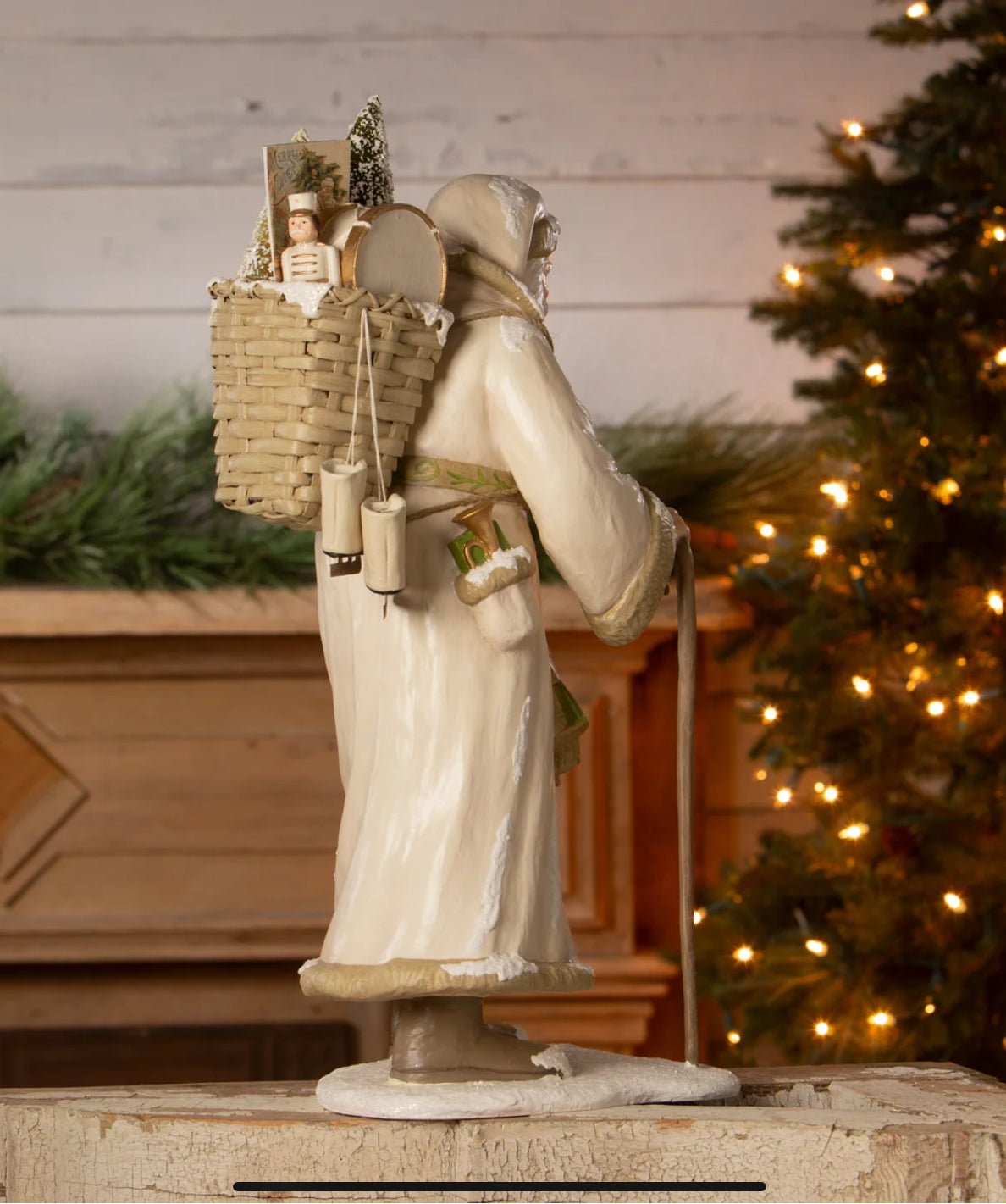 Bethany Lowe Christmas 19.25” Vintage Father Christmas with Basket TD3166 - The Primitive Pineapple Collection