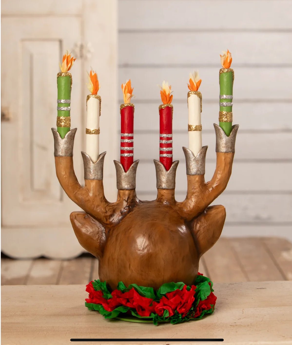 Bethany Lowe Christmas 12.75” Retro Reindeer Candelabra TD3168 - The Primitive Pineapple Collection