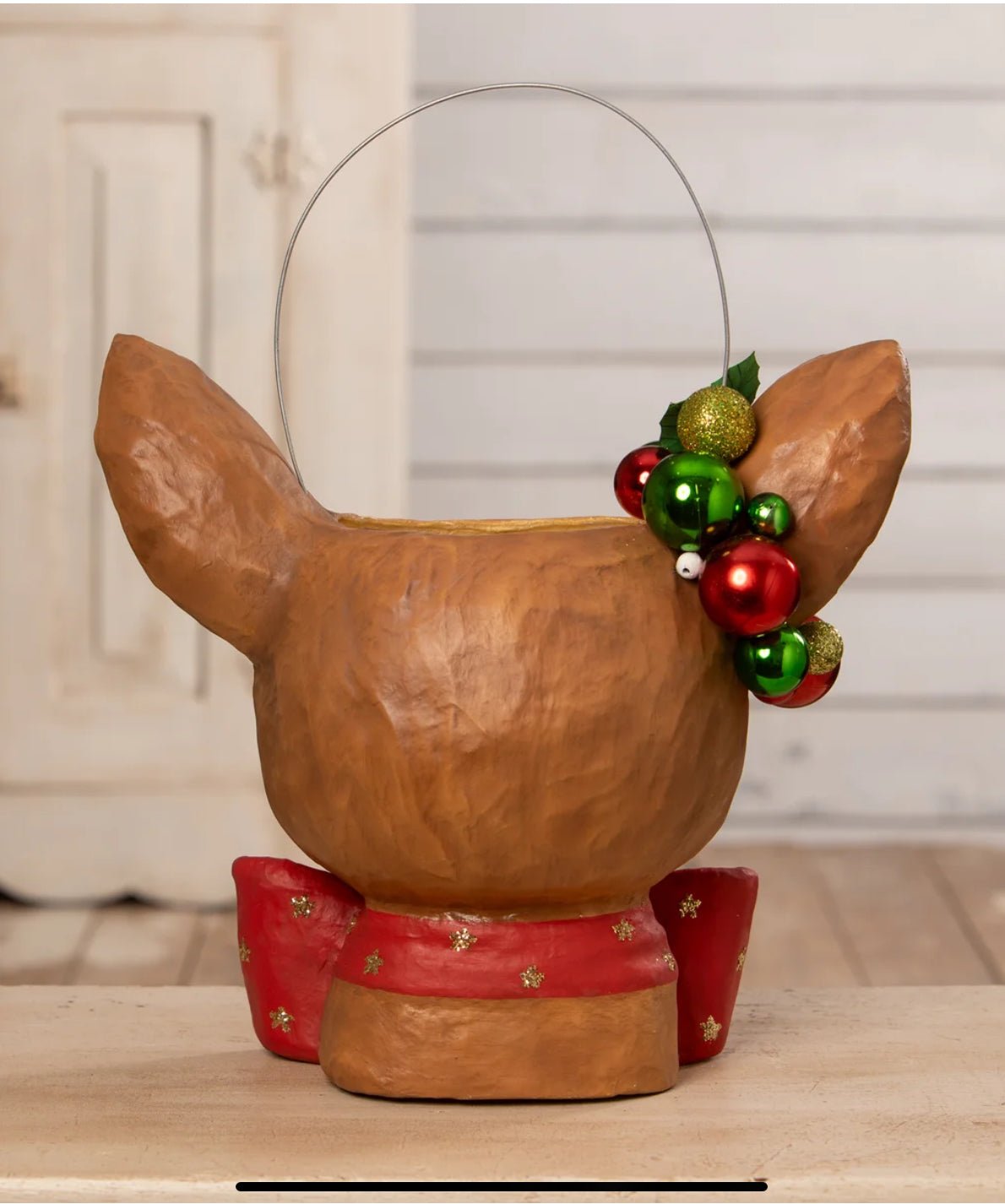 Bethany Lowe Christmas 12” Retro Fawnie Bucket Large TJ3315 - The Primitive Pineapple Collection