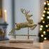 Primitive Ragon House Christmas Distressed Metal 15” Leaping Deer On Faux Wood Stand - The Primitive Pineapple Collection