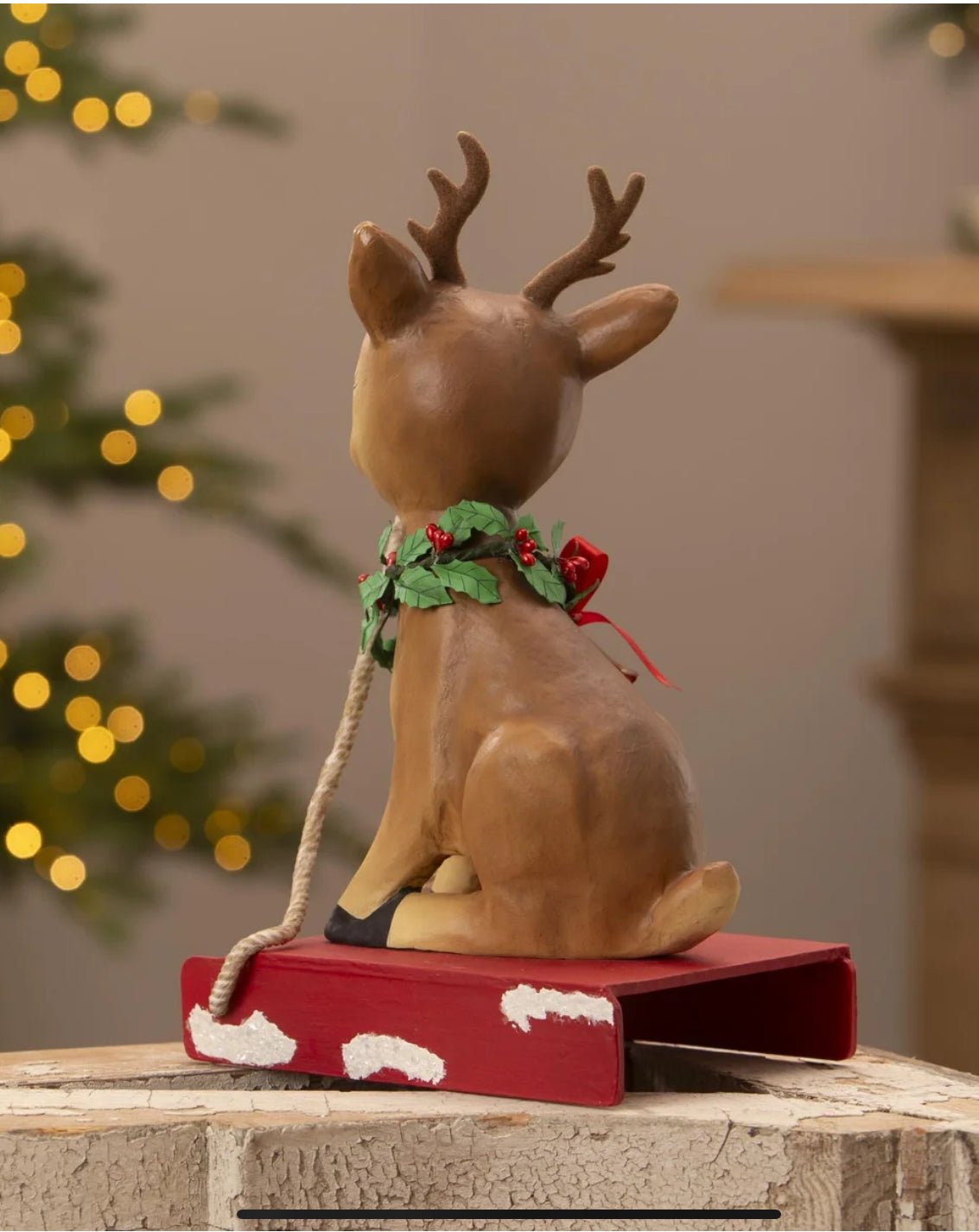 Bethany Lowe Christmas 13” Retro Reindeer on Sled TJ3318 - The Primitive Pineapple Collection