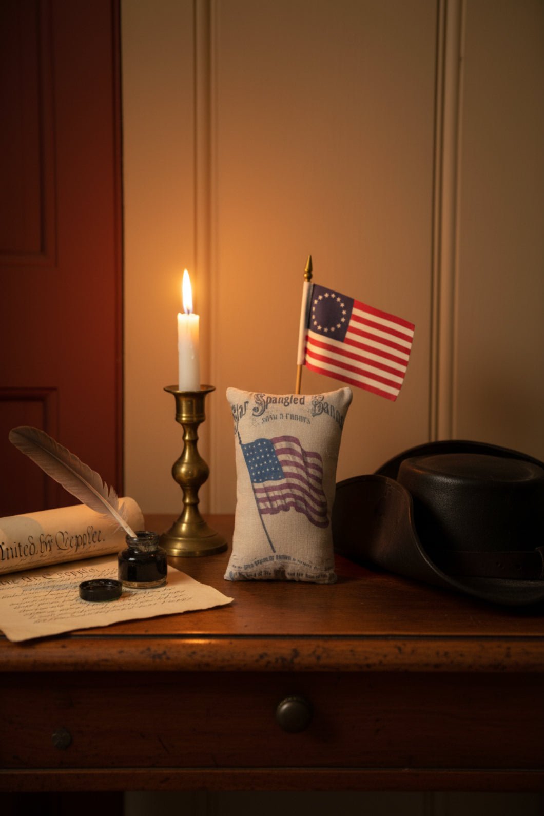 Primitive Handcrafted Printed Americana 5x7" Stuffed Pillows - The Primitive Pineapple Collection