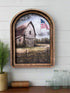 Handcrafted Retro 8" Canvas on Wood Arch Top Patriotic Homestead Framed Art - The Primitive Pineapple Collection