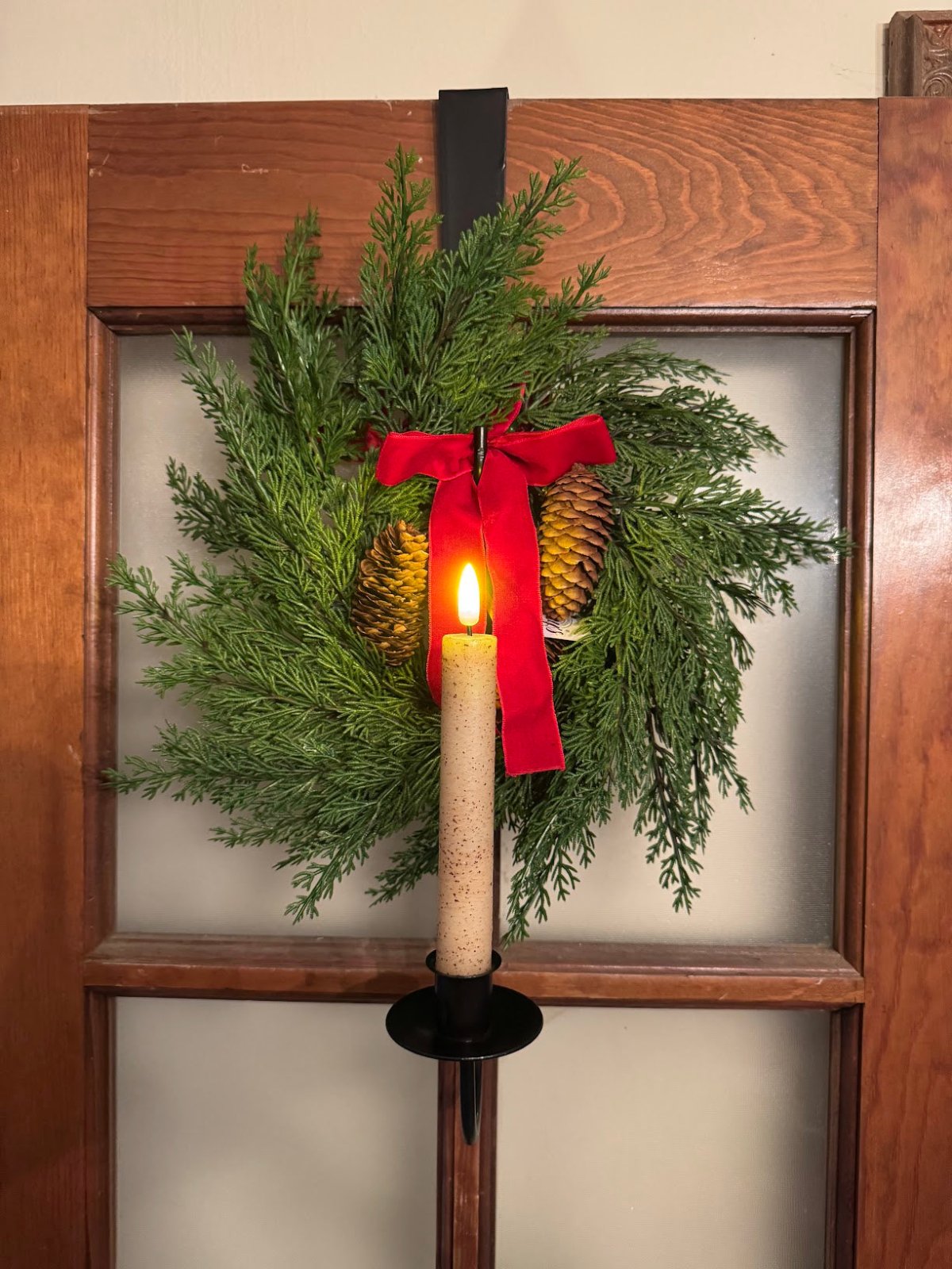 Primitive Colonial Hand Forged Over the Door Candle and Wreath Holder - The Primitive Pineapple Collection