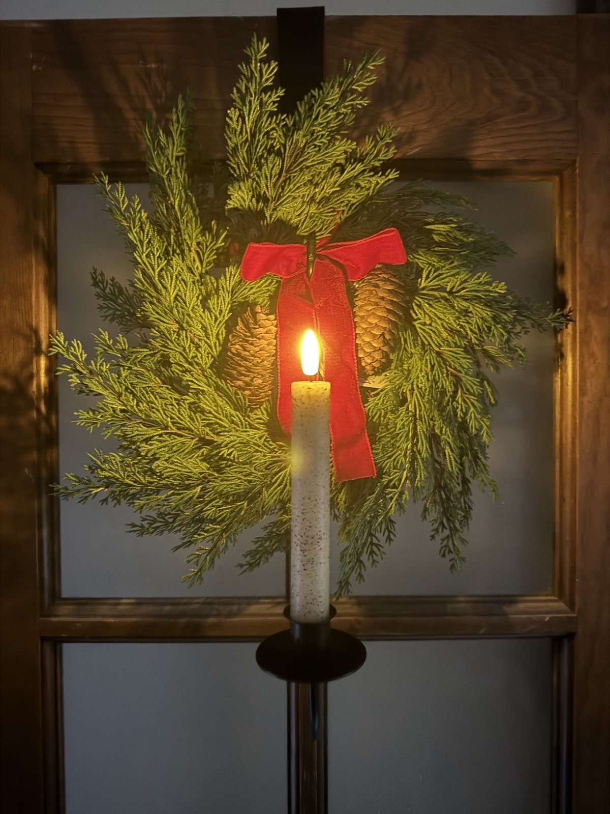 Primitive Colonial Hand Forged Over the Door Candle and Wreath Holder - The Primitive Pineapple Collection