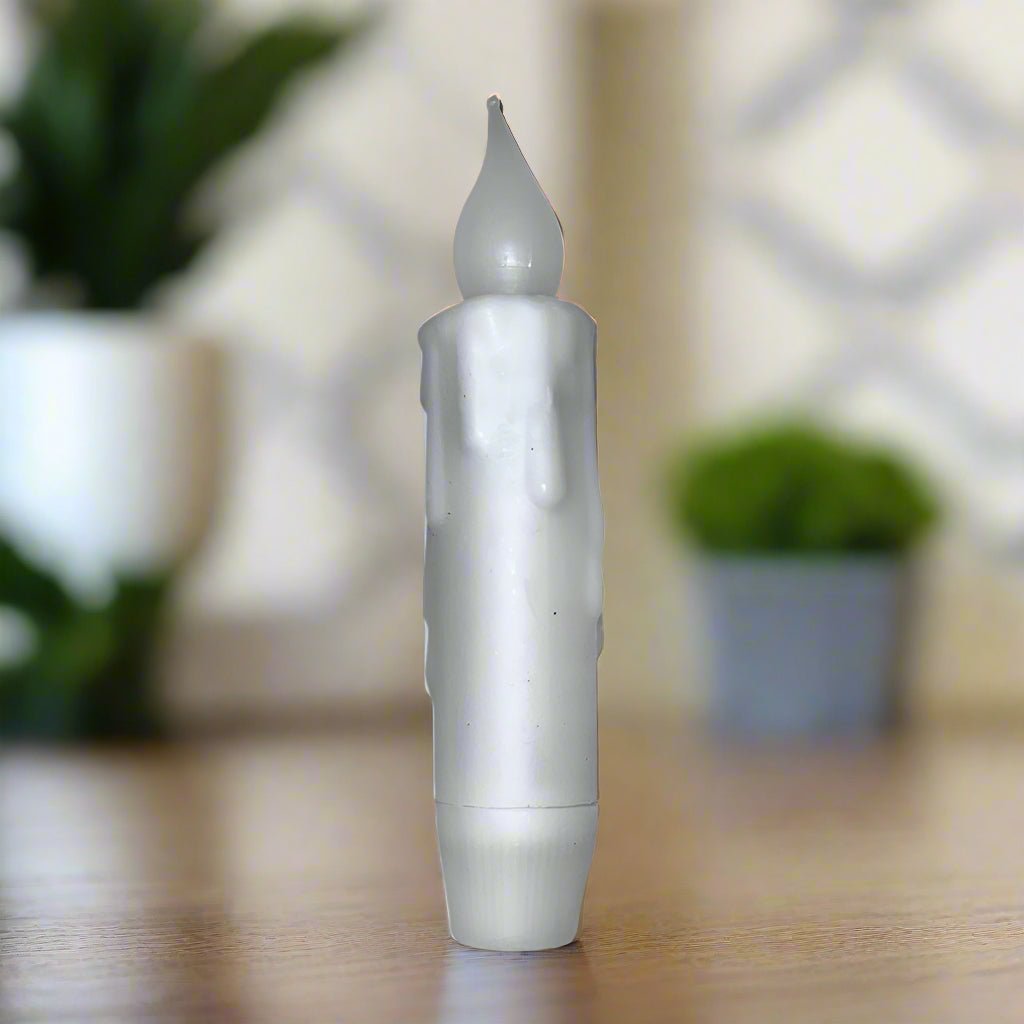 Primitive/Country 4" Battery Operated White Taper Candle W/Timer - The Primitive Pineapple Collection