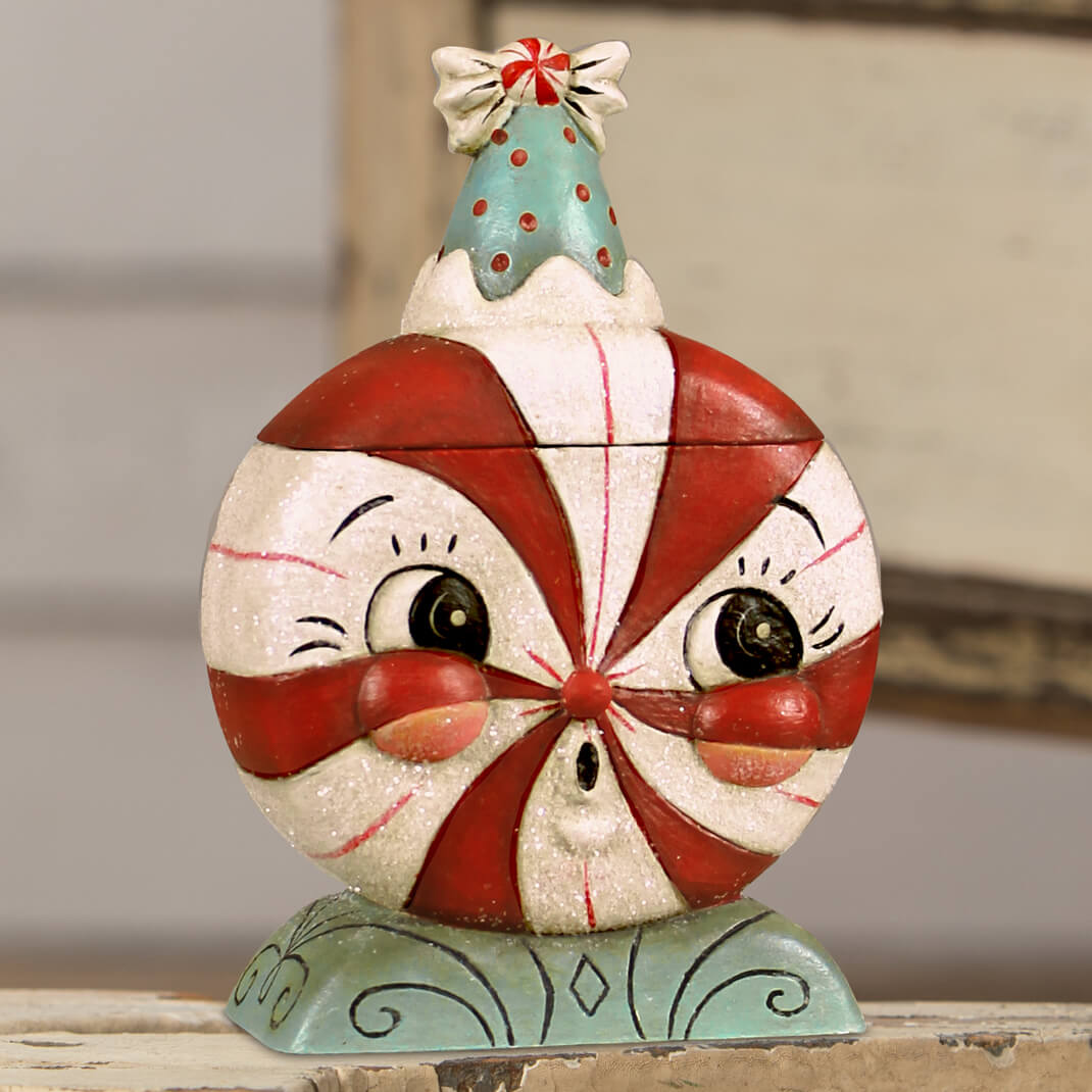 Bethany Lowe Christmas Singing Merrymint Candy Box JP2037 - The Primitive Pineapple Collection