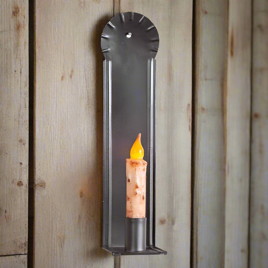 Primitive Colonial Black Tin Marys Taper Candle Wall Sconce - The Primitive Pineapple Collection