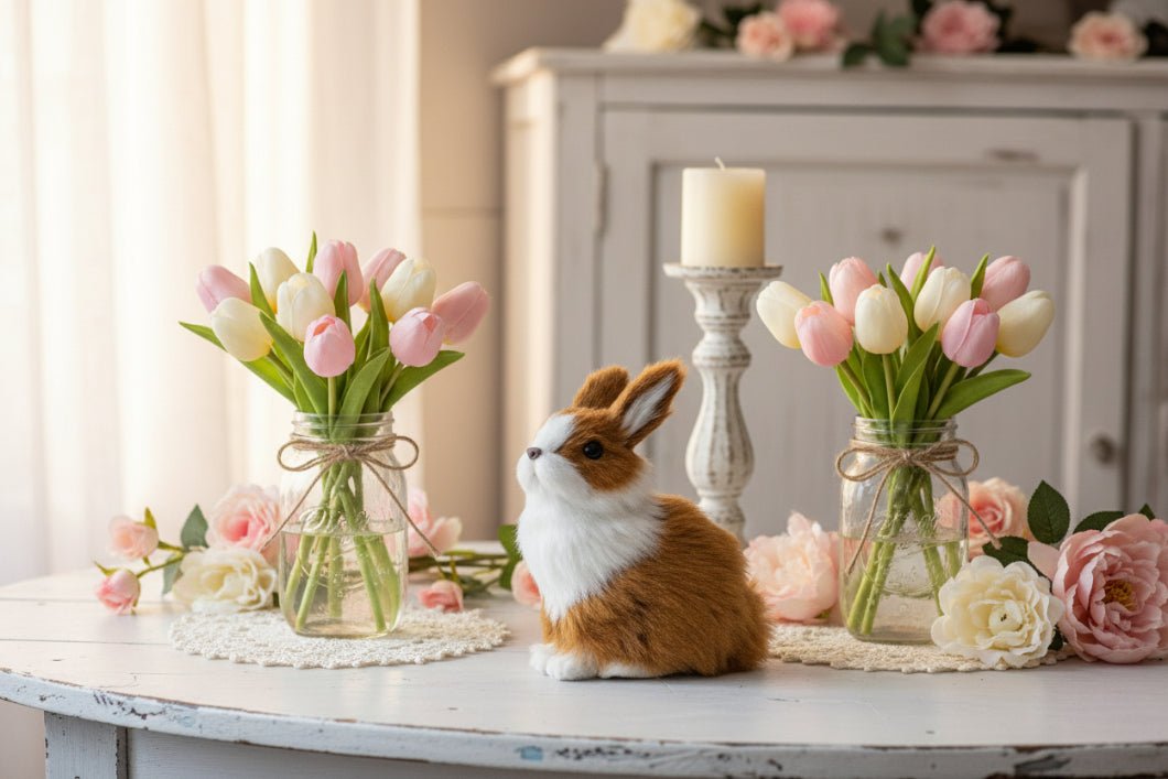 Primitive Ragon House Spring Easter 5.5" Brown and White Sitting Bunny - The Primitive Pineapple Collection