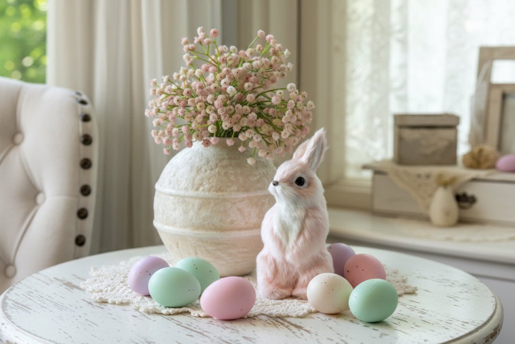 Primitive Ragon House Spring Easter 7.5" Pastel Pink Standing Bunny - The Primitive Pineapple Collection