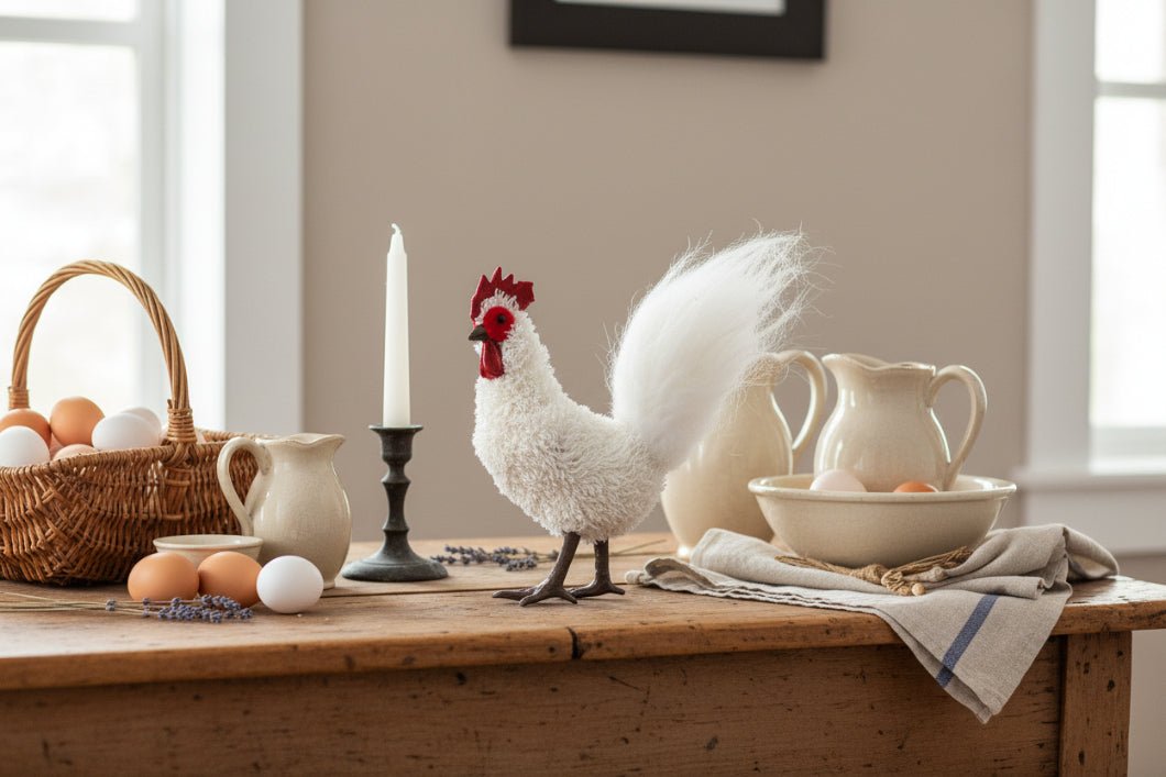 Primitive Ragon House 6" Standing White Rooster - The Primitive Pineapple Collection