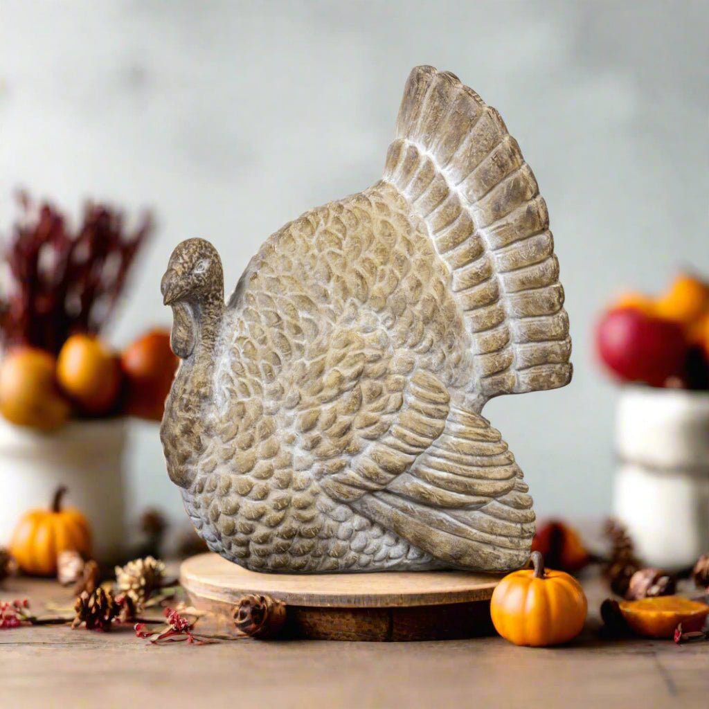 Halloween Fall Ragon House Collectable 14” White Washed Turkey Figurine - The Primitive Pineapple Collection