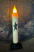 Primitive Handcrafted Colonial Black Star 7"H Led Timer Taper Candle - The Primitive Pineapple Collection