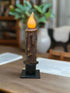 Primitive Handcrafted 4" Brown LED Timer Taper Candle - The Primitive Pineapple Collection