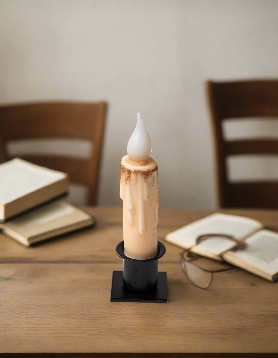 Primitive Handcrafted 4" Cream Battery Operated LED Timer Taper Candle - The Primitive Pineapple Collection