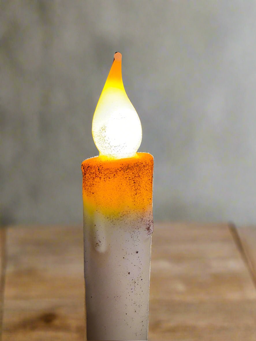 Primitive Handcrafted 7" Cream Battery Operated LED Timer Taper Candle - The Primitive Pineapple Collection