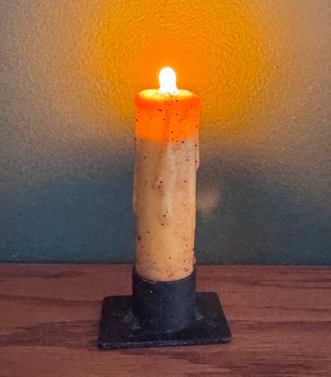 Primitive 4" Mustard Flicker Nub LED Timer Taper Candle