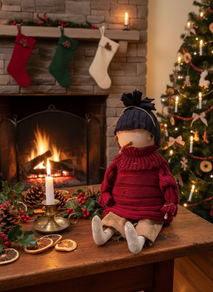 Primitive Christmas Handcrafted Larry Snowman Doll w/ Hat 12" - The Primitive Pineapple Collection