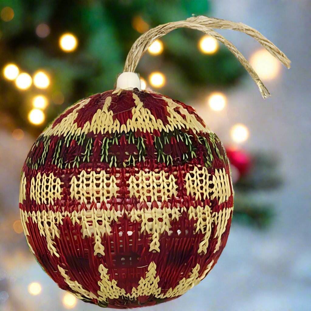 Primitive Christmas 3.5” Holiday Knit Ball Ornament - The Primitive Pineapple Collection