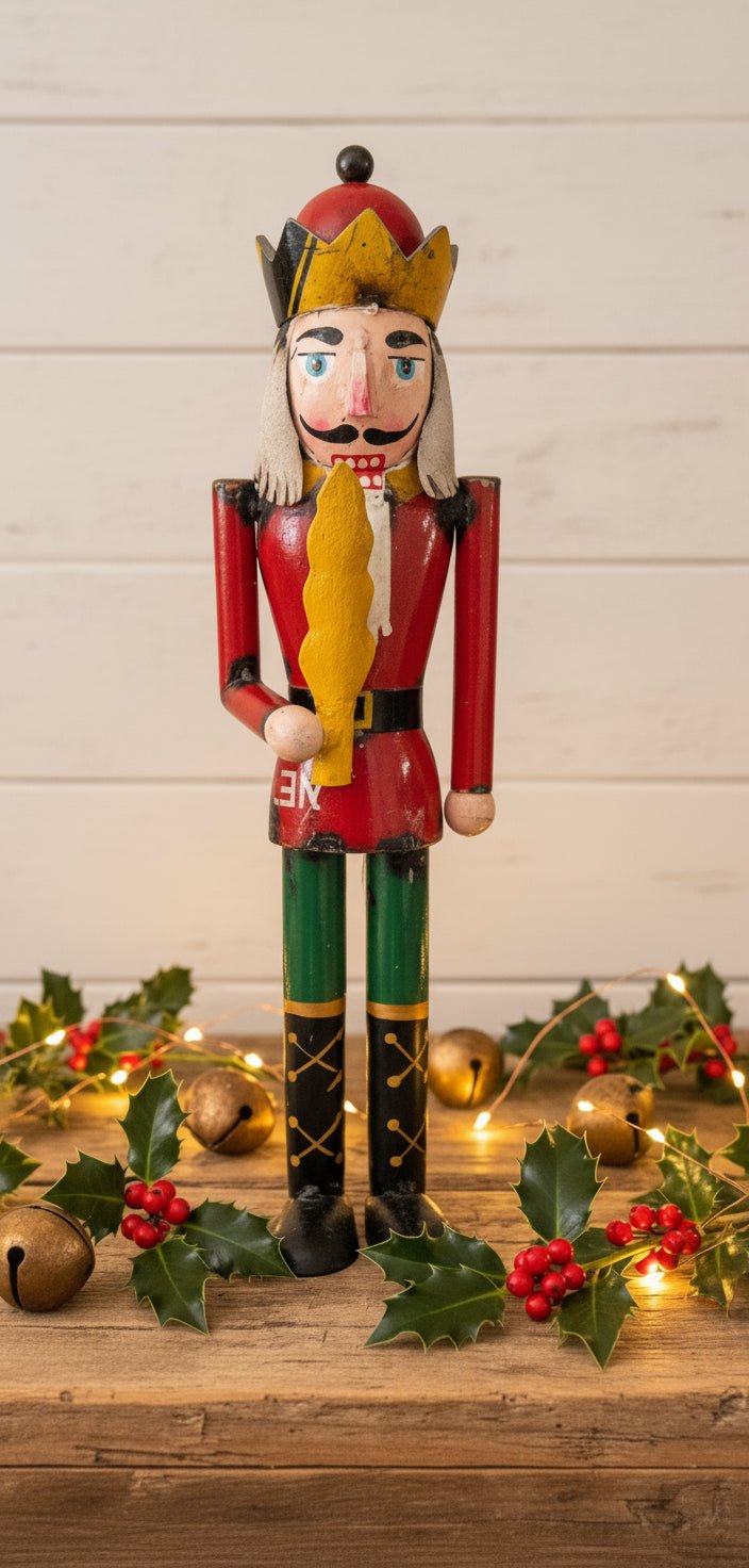 Primitive Christmas 14.5” Recycled Metal Christmas Red Nutcracker - The Primitive Pineapple Collection