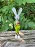 Primitive Spring Easter Recycled Metal Larry Bunny with Carrot Figurine 12" - The Primitive Pineapple Collection