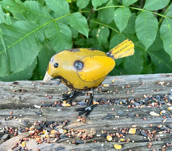 Primitive Farmhouse Recycled Metal 6&quot; Yellow Baby Chick Figurine