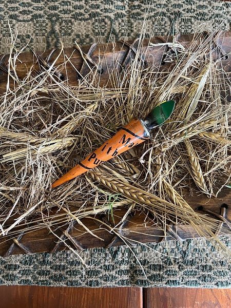 Primitive Spring Easter Recycled Metal Carrot Figurine Bowl Filler 3 sizes - The Primitive Pineapple Collection