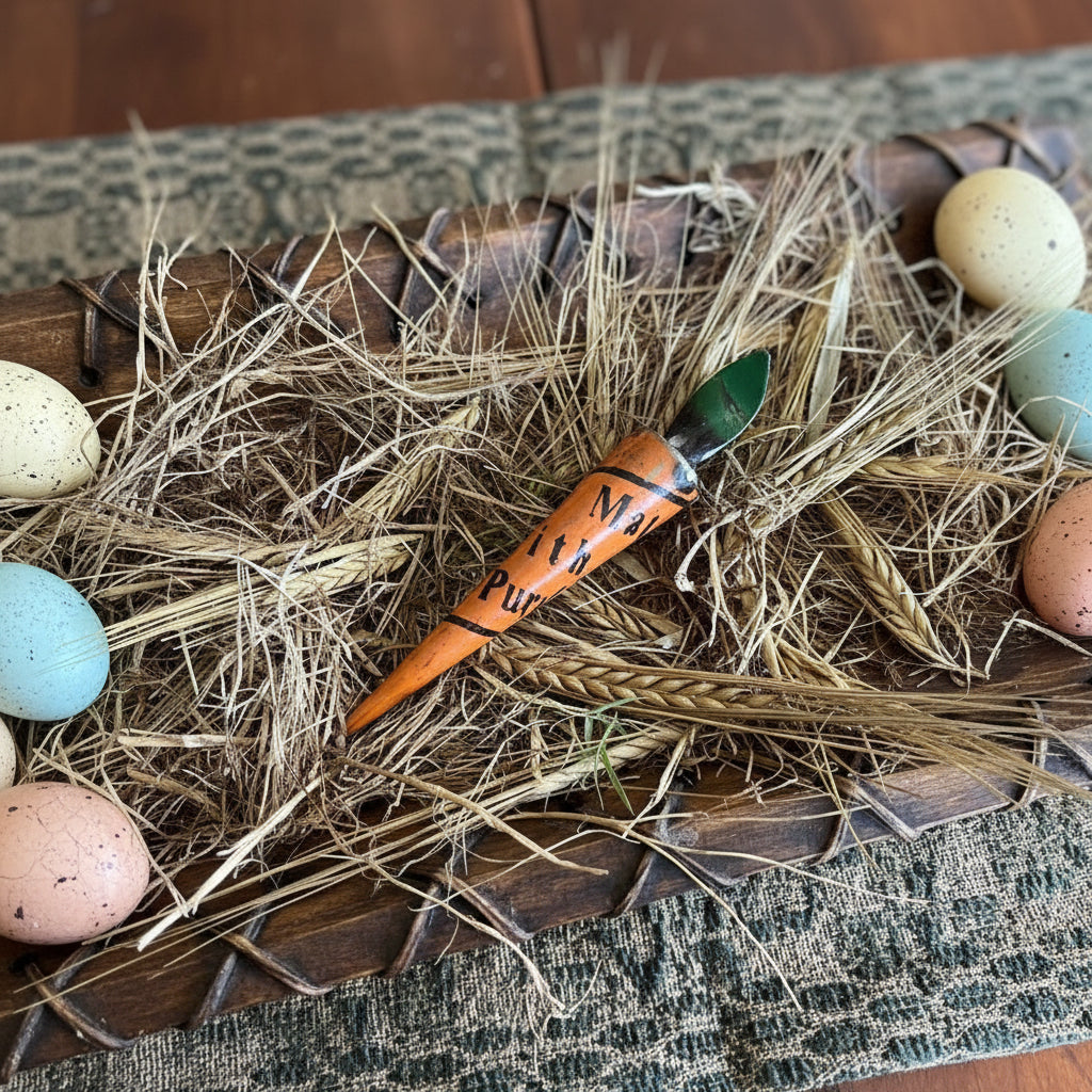 Primitive Spring Easter Recycled Metal Carrot Figurine Bowl Filler 3 sizes - The Primitive Pineapple Collection