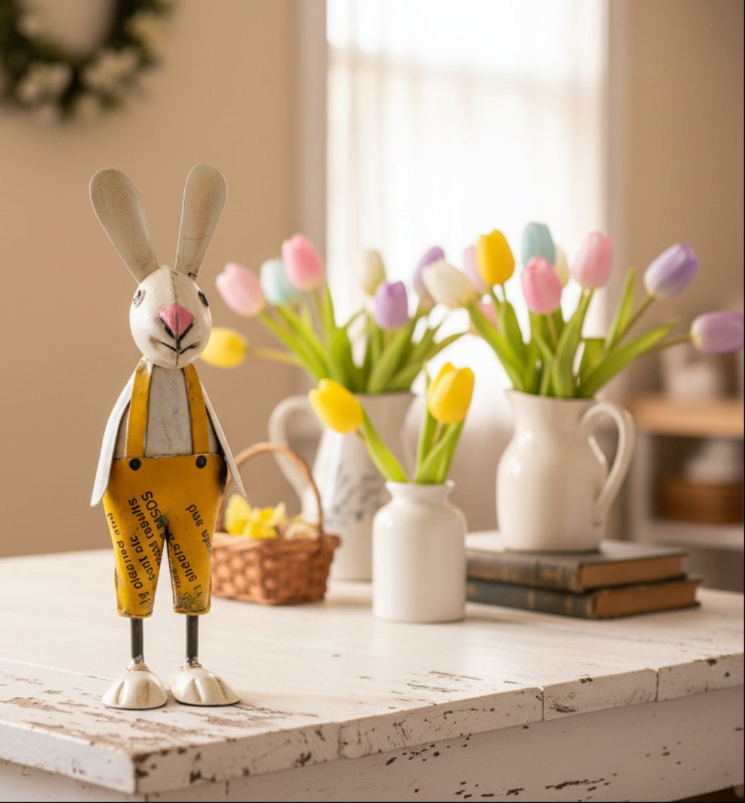 Primitive Spring Easter Recycled Metal Max Baby Bunny 7.75" - The Primitive Pineapple Collection