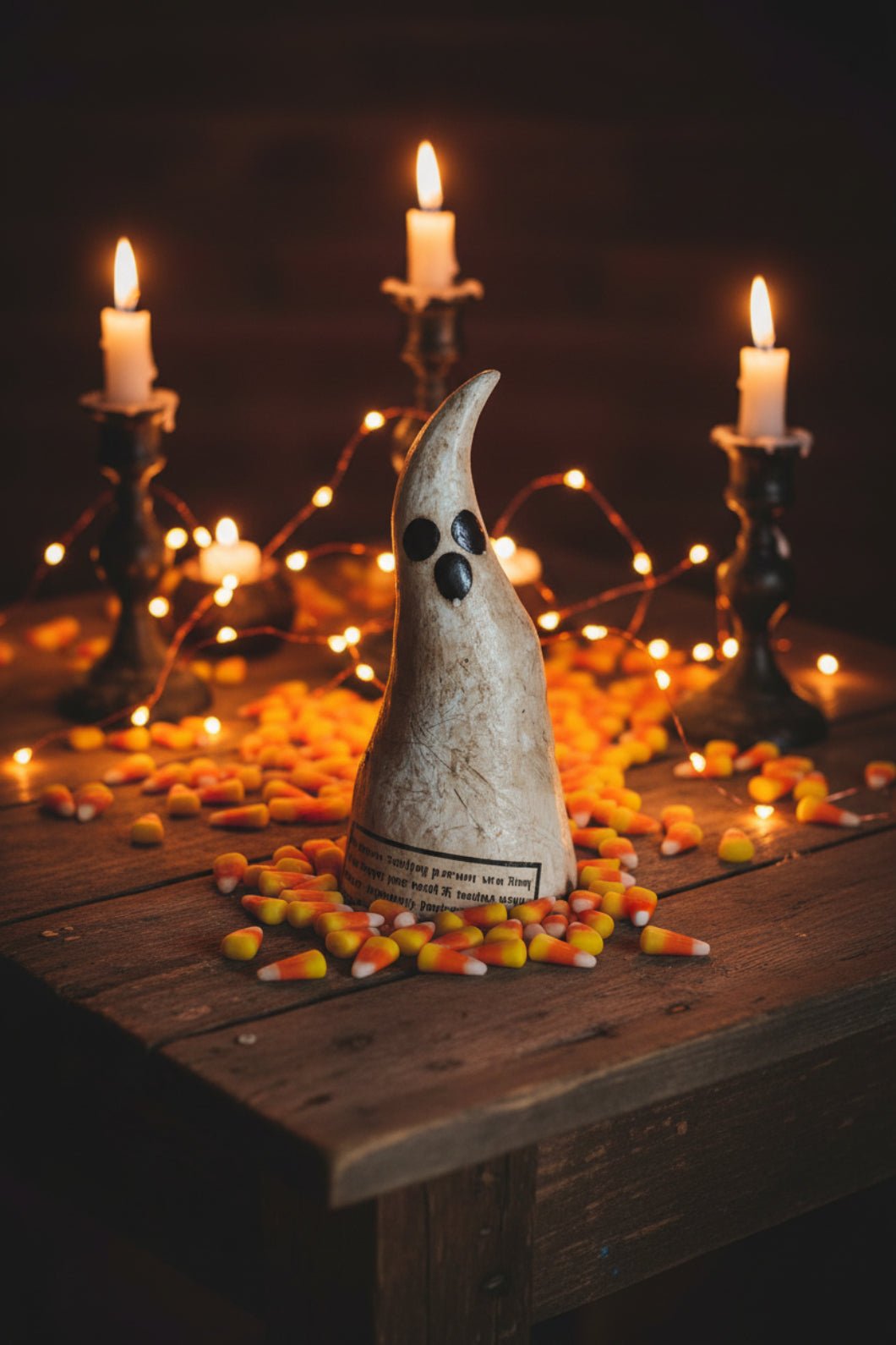 Primitive Halloween Recycled Metal Large Spooky Ghost Figurine Vintage Look - The Primitive Pineapple Collection