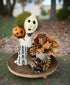 Primitive Halloween Recycled Metal Retro Ghost with Jack O Lantern 11" - The Primitive Pineapple Collection