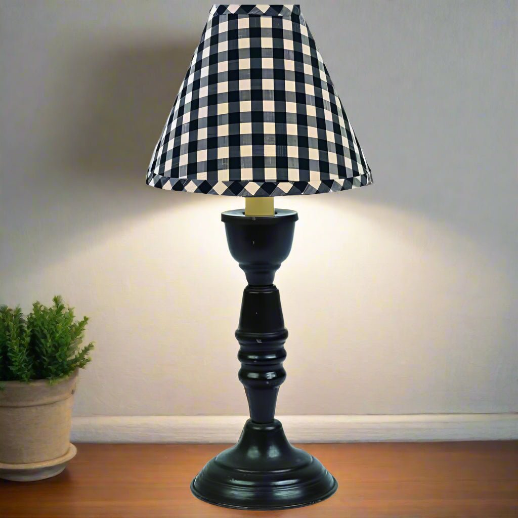 Primitive Colonial Heritage House Check Lampshade 6" Candle Clip Black - The Primitive Pineapple Collection