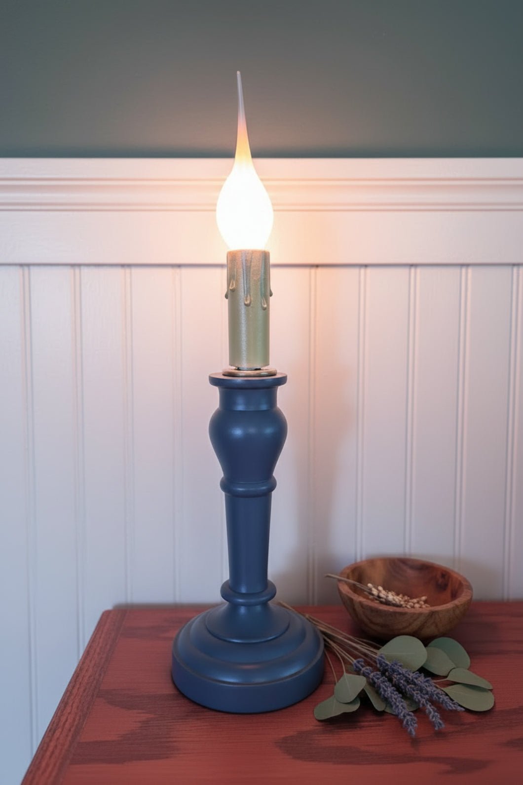 Primitive Wellington Spindle Lamp - Pewter Gray Accent Lamp - The Primitive Pineapple Collection