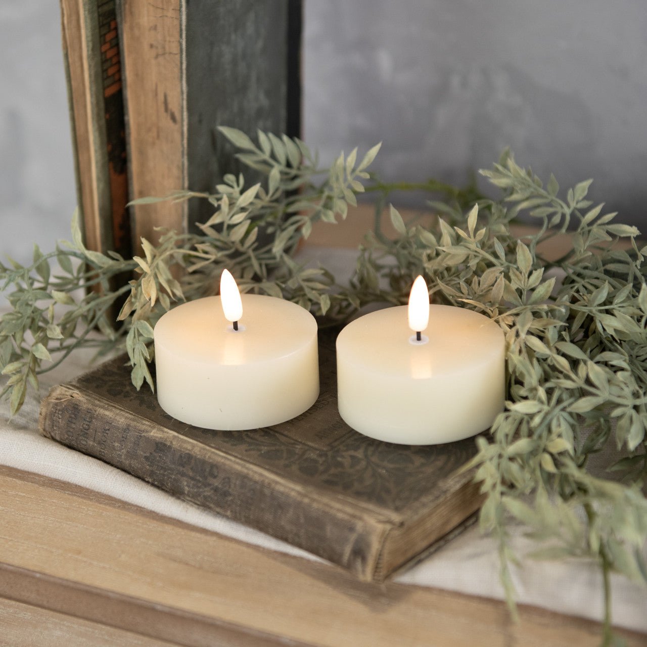 Ragon House 2 pc Oversized 3D Flame Cream Battery Tealight Candle 6hr Timer - The Primitive Pineapple Collection