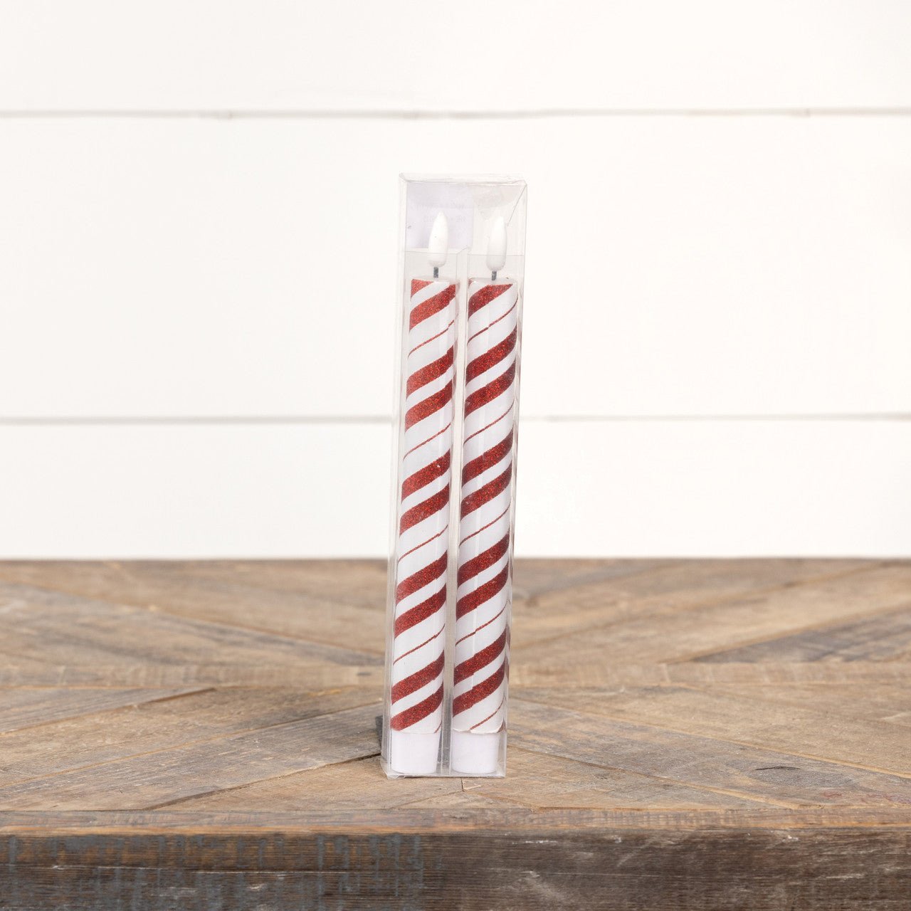 Ragon House Christmas 8.5" 3D Flame 2 pc Candy Cane Flicker Taper Candle 6hr timer - The Primitive Pineapple Collection