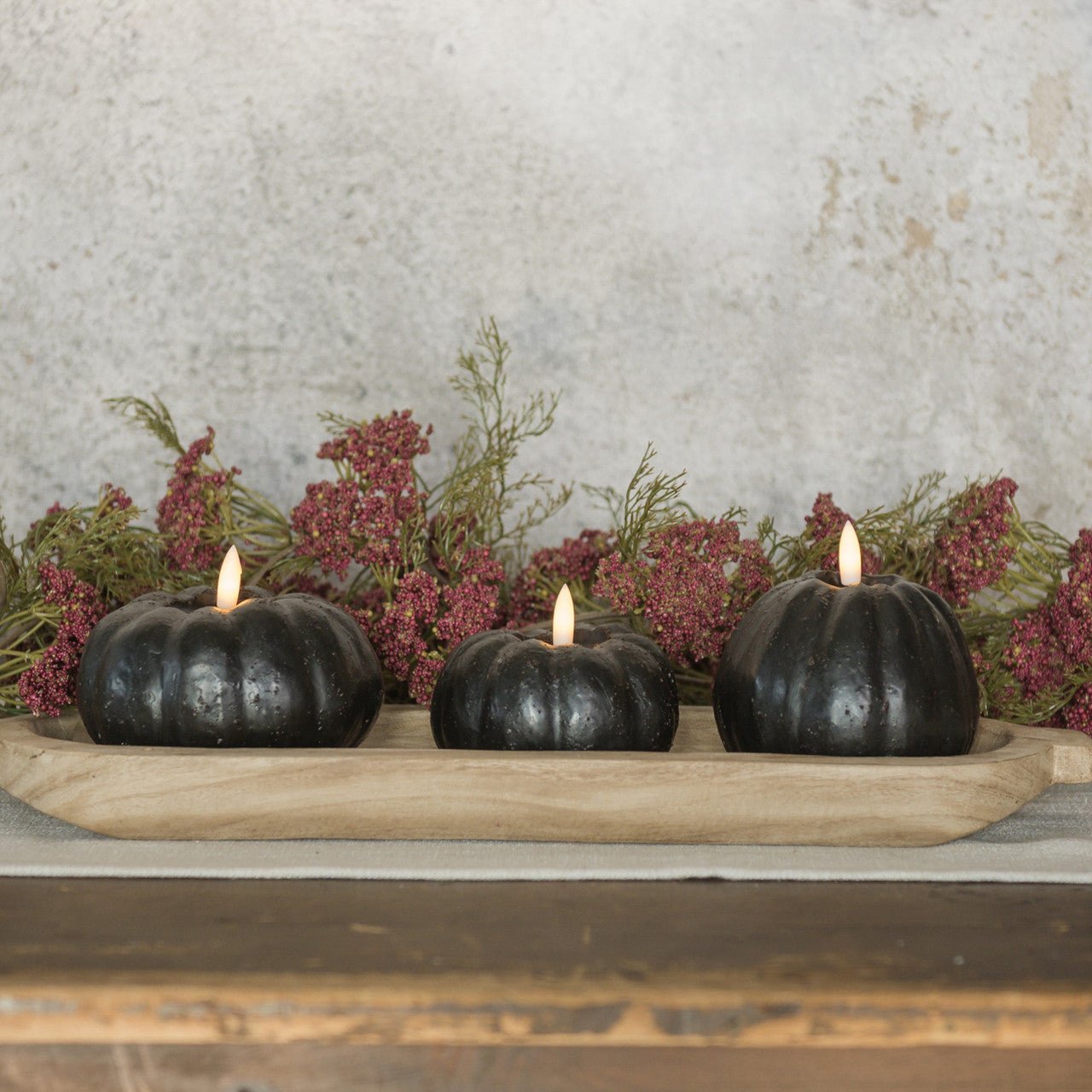 Ragon House Fall Halloween 3" Black Short Pumpkin Candle w/ Timer - The Primitive Pineapple Collection