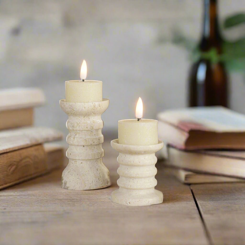 Ragon House 2 pc 3D Flame Cream Shimmer Battery Tealight Candle 6hr Timer - The Primitive Pineapple Collection