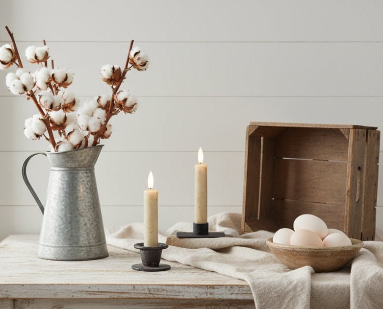 Ragon House 5.75" 3D Flame 2 pc Cream Flicker Taper Candle 6hr timer - The Primitive Pineapple Collection