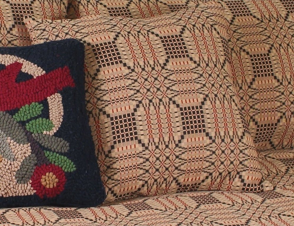 Primitive/Country Trenton Jacquard Trenton Jacquard Pillow Cover 18x18 Barn Red/Nutmeg - The Primitive Pineapple Collection