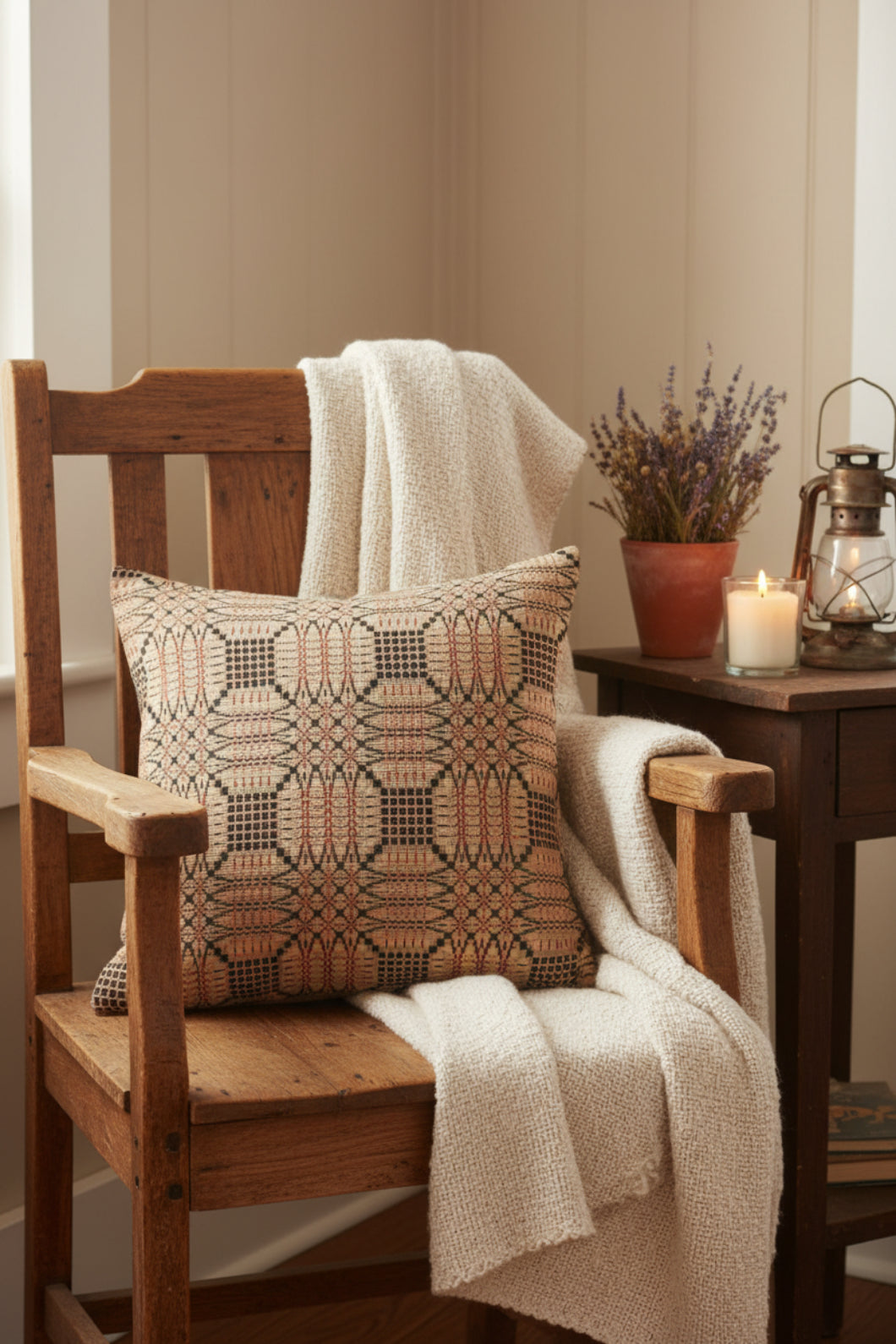 Primitive/Country Trenton Jacquard Trenton Jacquard Pillow Cover 18x18 Barn Red/Nutmeg - The Primitive Pineapple Collection