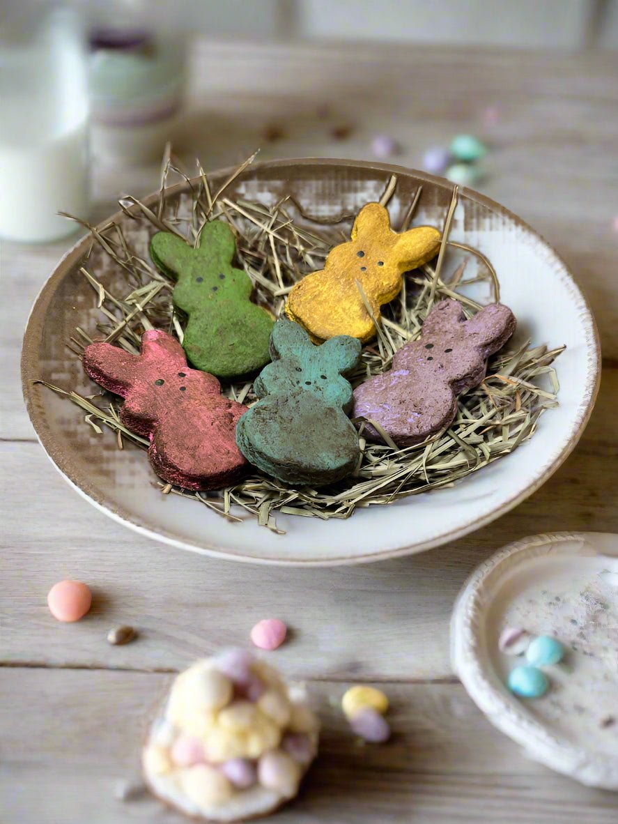 Primitive Handcrafted USA Easter 5 pc Pastel PEEP Style Bunny Cookies - The Primitive Pineapple Collection