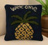 Primitive/Country Folk art Hooked Pineapple Welcome Black Pillow 14" x 14" - The Primitive Pineapple Collection