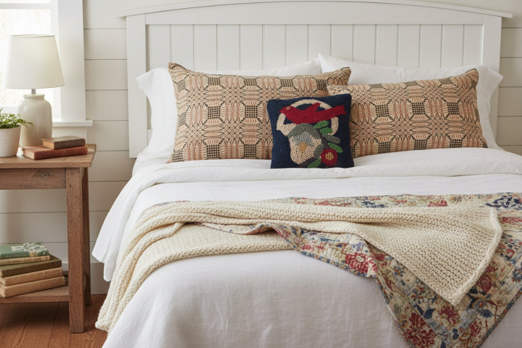 Primitive/Country Trenton Jacquard Pillow Sham Barn Red/Nutmeg 21"x31" - The Primitive Pineapple Collection