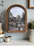 Handcrafted Retro 8" Canvas on Wood Primitive Round Vintage Garden Framed Art - The Primitive Pineapple Collection