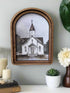 Handcrafted Retro 8" Canvas on Wood Primitive Watercolor Church Framed Art - The Primitive Pineapple Collection